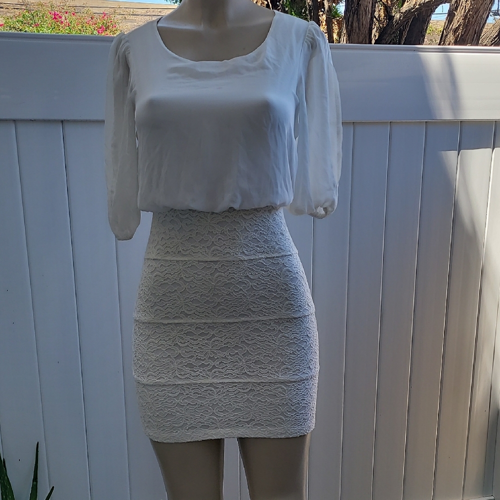 Sweet Storm Cream Ribbed Pencil Skirt Night Out